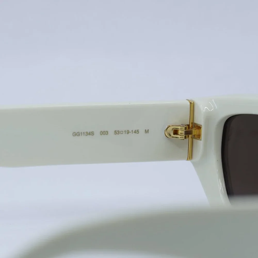 Gucci GG1134S 003 Sunglasses Ivory Rectangle Frame, Brown Lenses